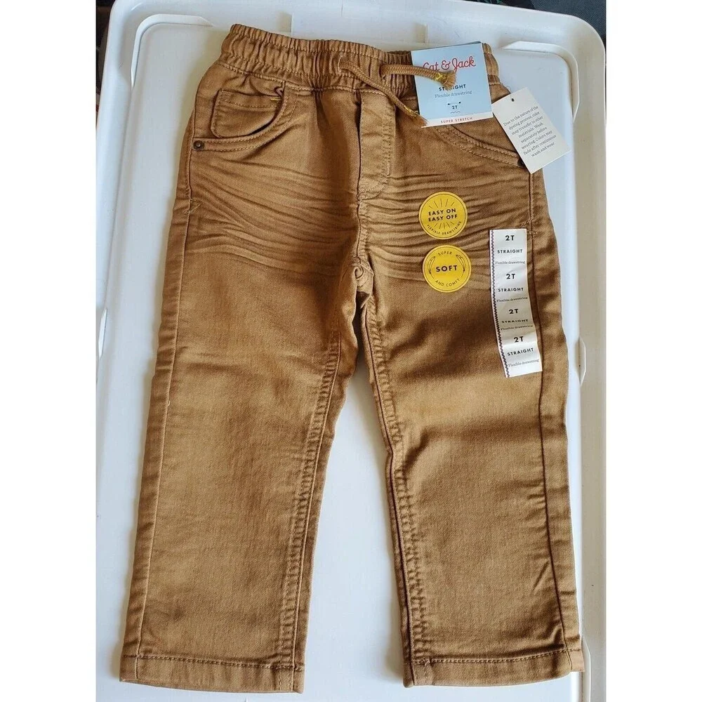 Cat & Jack Pants Boy's Girl's Size 2T Straight School Approved Khaki Pants New